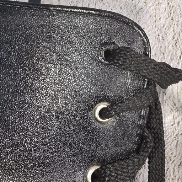 Black Lace-Up Knee-High Boots Soft Fur Lined Biker Goth Chunky Size Euro 38 Us 8 - Picture 12 of 15